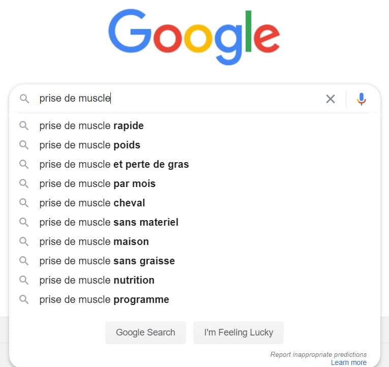 Résultat de la recherche google