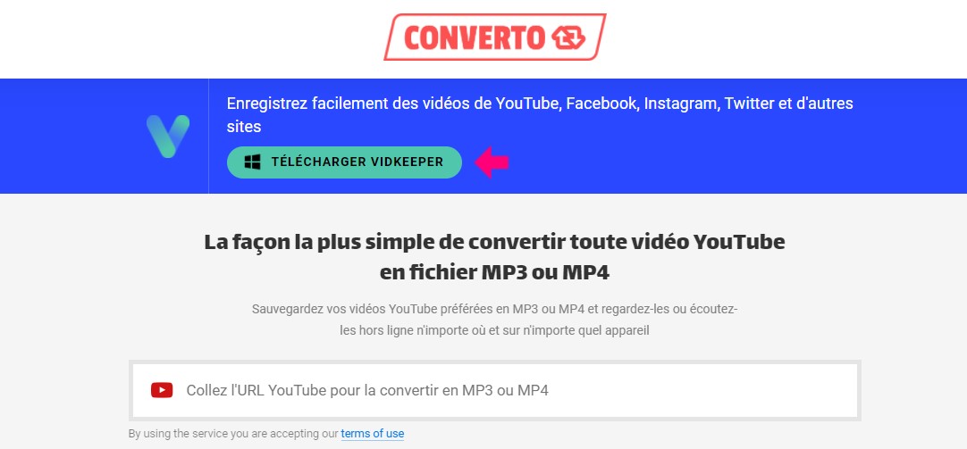Converto - télécharger MP3 depuis YouTube